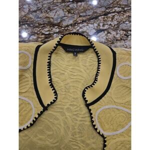 Ming Wang 1X Yellow Black Knit Open Cardigan Jacket